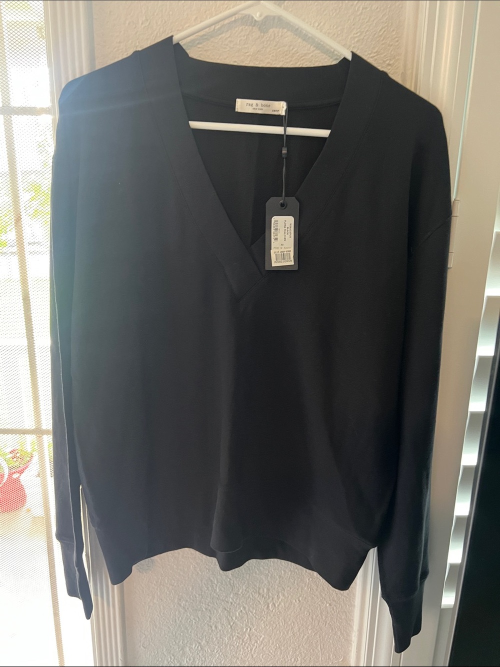 rag & bone Black V-Neck Lightweight Pullover
